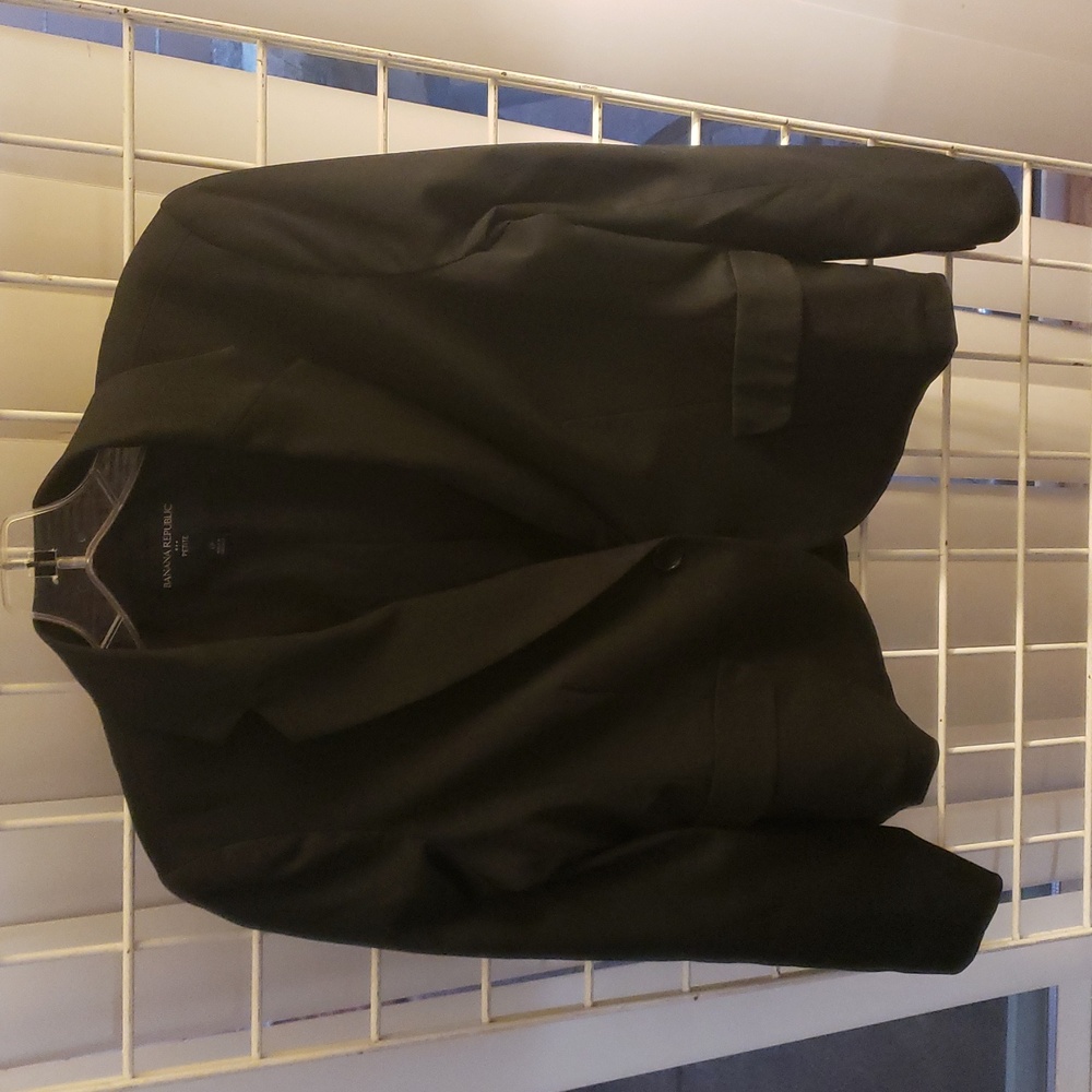Womens Blazer Black Pinstripe Fully Lined Button Front